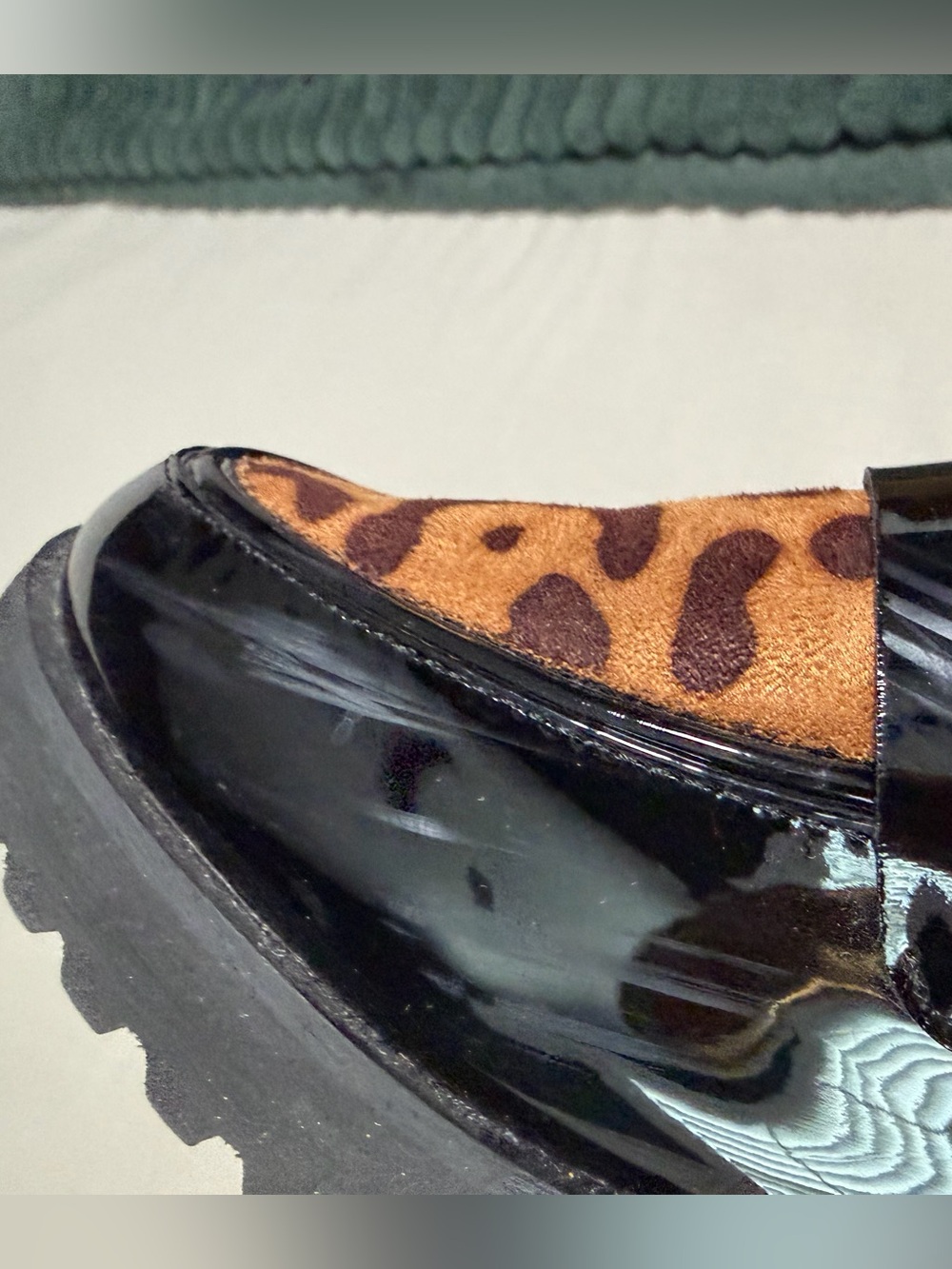 Jones New York Leopard Print Penny Loafers with Black Patent Trim, Size 9 - Picture 13 of 14